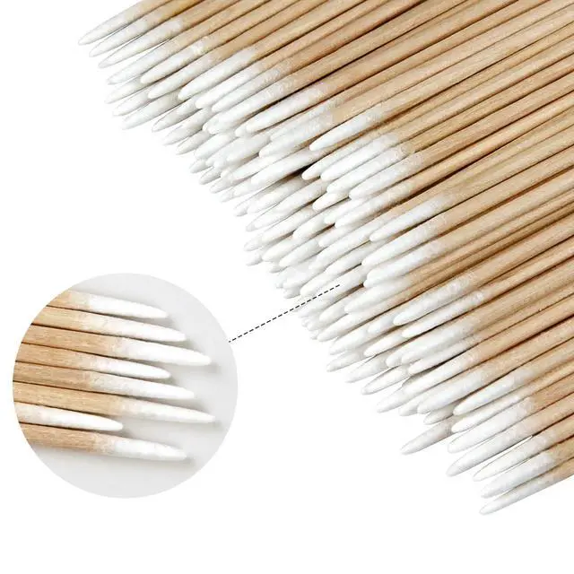 Alt view image 3 of 7 - Pointed Tip Cotton Swabs, 200 Pcs, FSC Certified Wooden Sticks | 4 Inch Micro Cotton Bud, Mini Precision Applicators for Nail Polish Clean, Microblading, Makeup Touch up, Eyebrow Tattoo