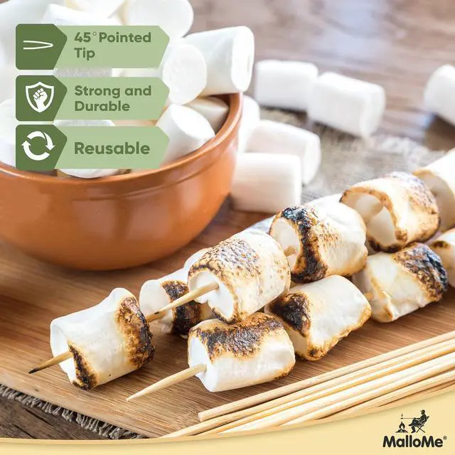 Alt view image 7 of 7 - XL Bamboo Skewers 6 Inch 100 pcs - 4mm Thick Bamboo Sticks - Heavy Duty Wooden Shish Kabob Skewers for Grilling - for Kebab BBQ Grill Hot Dog, Candy Apple Smores Sticks Wood Skewer Appetizers