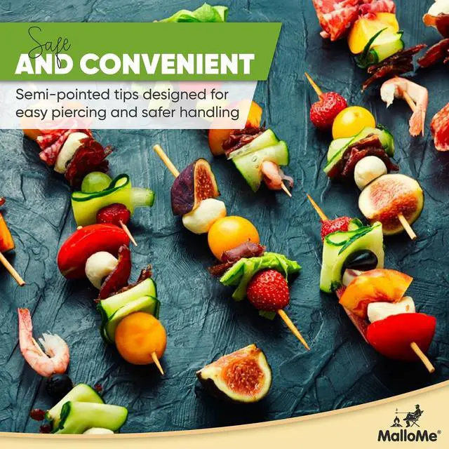 Alt view image 6 of 7 - XL Bamboo Skewers 6 Inch 100 pcs - 4mm Thick Bamboo Sticks - Heavy Duty Wooden Shish Kabob Skewers for Grilling - for Kebab BBQ Grill Hot Dog, Candy Apple Smores Sticks Wood Skewer Appetizers