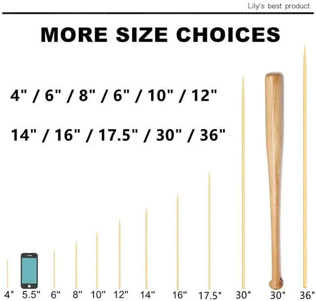 Alt view image 5 of 7 - 6" Natural Bamboo Skewers for BBQAppetiserFruitCocktailKabobChocolate FountainGrillingBarbecueKitchenCrafting and Party. =4mm, More Size Choices 8"/10"/12"/14"/16"/30"(100 PCS)