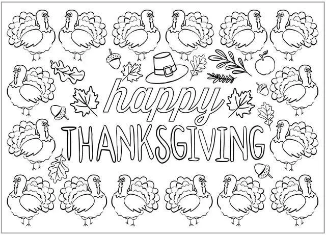 Alt view image 6 of 7 - Color-Your-Own 2-Sided Reversible Disposable Paper Place Mats, 14 x 10-inches, Happy Thanksgiving, 22-Count