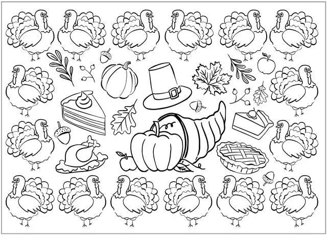 Alt view image 7 of 7 - Color-Your-Own 2-Sided Reversible Disposable Paper Place Mats, 14 x 10-inches, Happy Thanksgiving, 22-Count