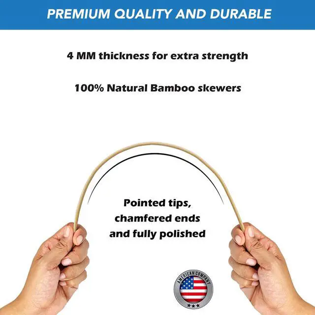 Alt view image 5 of 6 - 6 inch Wood Skewers bamboo thick pointy sticks for grilling Shish Kebob x100 pieces, Kitchen, Crafting and Party, Barbeque, Fondue, Long Toothpicks, Marshmallow Roasting for Campfire, Camping