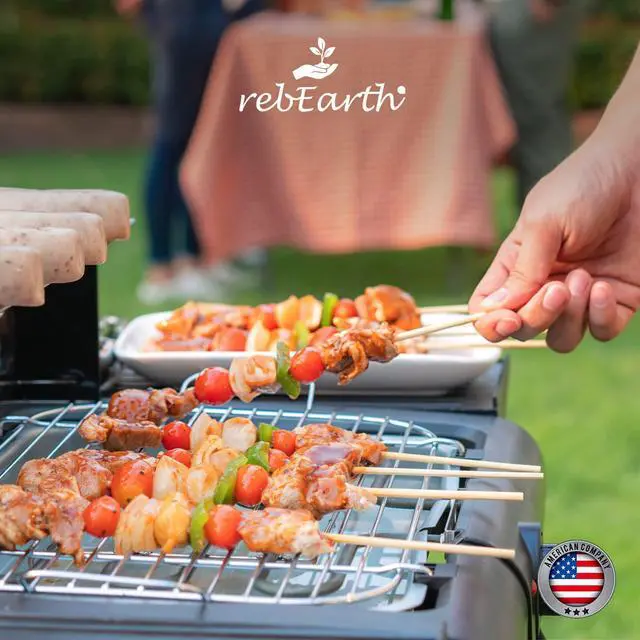 Alt view image 6 of 6 - 6 inch Wood Skewers bamboo thick pointy sticks for grilling Shish Kebob x100 pieces, Kitchen, Crafting and Party, Barbeque, Fondue, Long Toothpicks, Marshmallow Roasting for Campfire, Camping