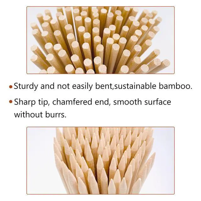 Alt view image 5 of 7 - KTOJOY 6" Natural Bamboo Wooden Skewers the diameter is 4mm (100 PCS) for BBQ, FruitCocktailKabobChocolate FountainAppetiser,GrillingKitchencrafting and Party