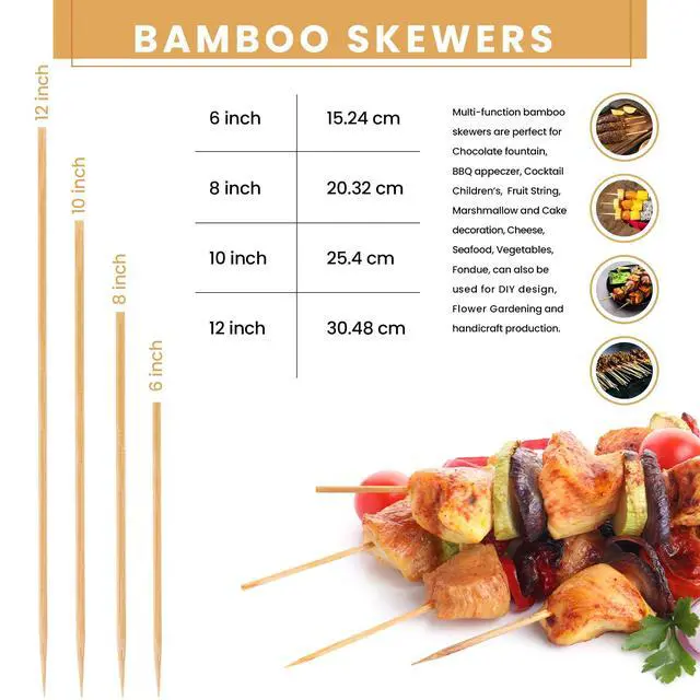 Alt view image 3 of 7 - Bamboo Skewer Sticks, 12 inch, BBQ and Crafting (100 Count)