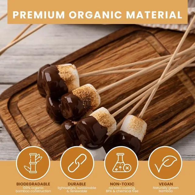 Alt view image 4 of 7 - Bamboo Skewer Sticks, 12 inch, BBQ and Crafting (100 Count)
