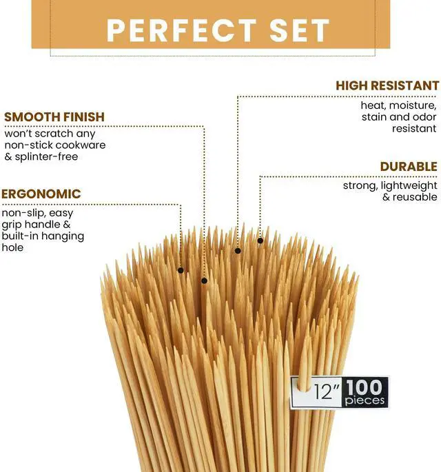 Alt view image 6 of 7 - Bamboo Skewer Sticks, 12 inch, BBQ and Crafting (100 Count)