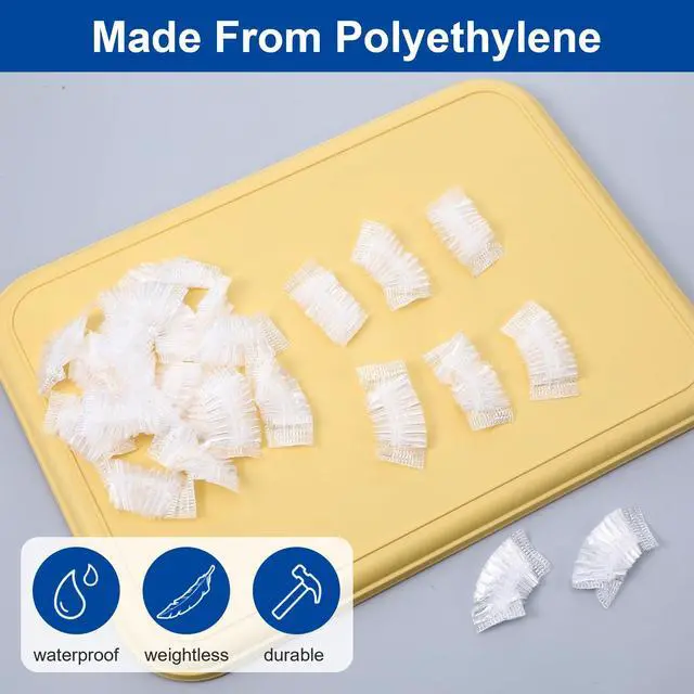 Alt view image 7 of 7 - 200PCS Ear Covers for Hair Dye Disposable Ear Shower Caps | Plastic Ear Caps for Shower Bathing Spa Salon Beauty Treatments Waterproof