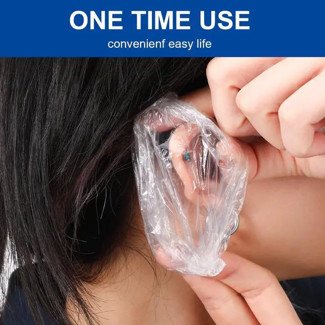 Alt view image 6 of 7 - 200PCS Ear Covers for Hair Dye Disposable Ear Shower Caps | Plastic Ear Caps for Shower Bathing Spa Salon Beauty Treatments Waterproof
