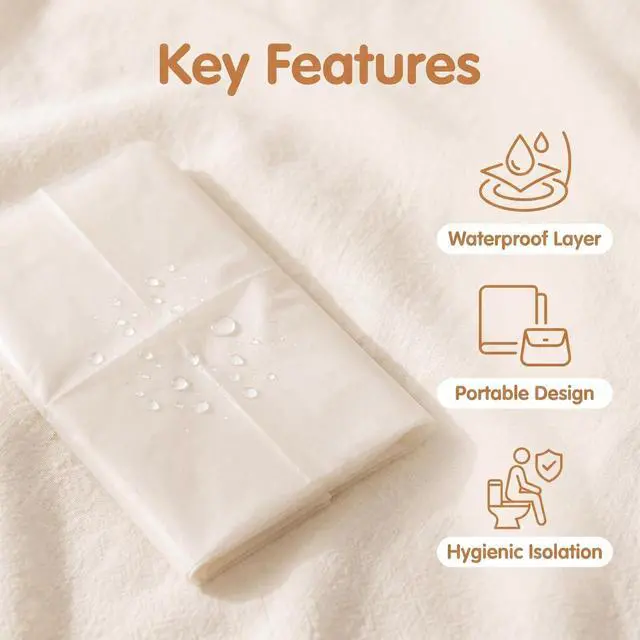 Alt view image 3 of 7 - 10 PCS Disposable Toilet Seat Covers, Waterproof Portable Toilet Seat Pads, Individually Wrapped Soft Breathable Sanitary Cushion for Travel, Hotel, Camping,Public Restroom, Universal Fit