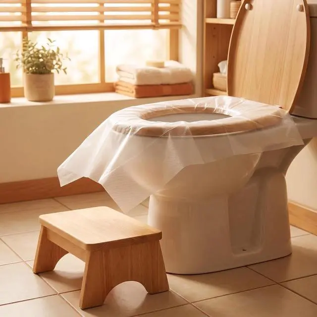 Alt view image 4 of 7 - 10 PCS Disposable Toilet Seat Covers, Waterproof Portable Toilet Seat Pads, Individually Wrapped Soft Breathable Sanitary Cushion for Travel, Hotel, Camping,Public Restroom, Universal Fit