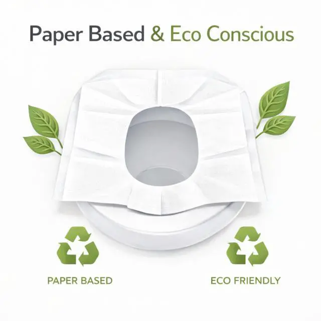 Alt view image 6 of 7 - Disposable Toilet Seat Covers, Paper Based Liners 20 Count | Travel Friendly Hygiene Covers for Restrooms, Airports & Road Trips | Easy to Use Portable Bathroom Covers