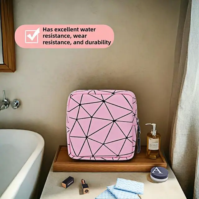 Alt view image 6 of 7 - Sanitary Napkin Storage Bag Menstrual Cup Pouch Period Bag for Teen Girls Portable Menstrual Pad Sanitary Napkin Storage Tampons Holder for Purse (Pink M)