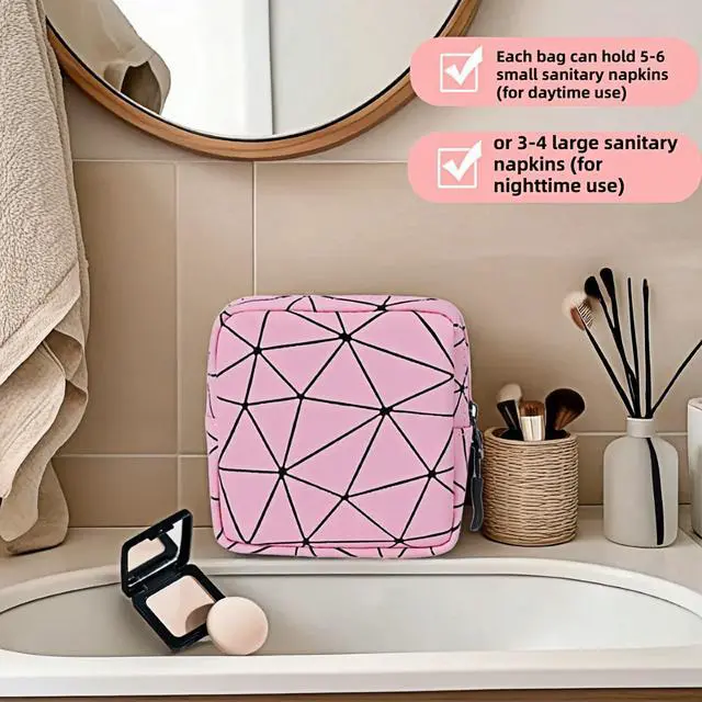 Alt view image 7 of 7 - Sanitary Napkin Storage Bag Menstrual Cup Pouch Period Bag for Teen Girls Portable Menstrual Pad Sanitary Napkin Storage Tampons Holder for Purse (Pink M)