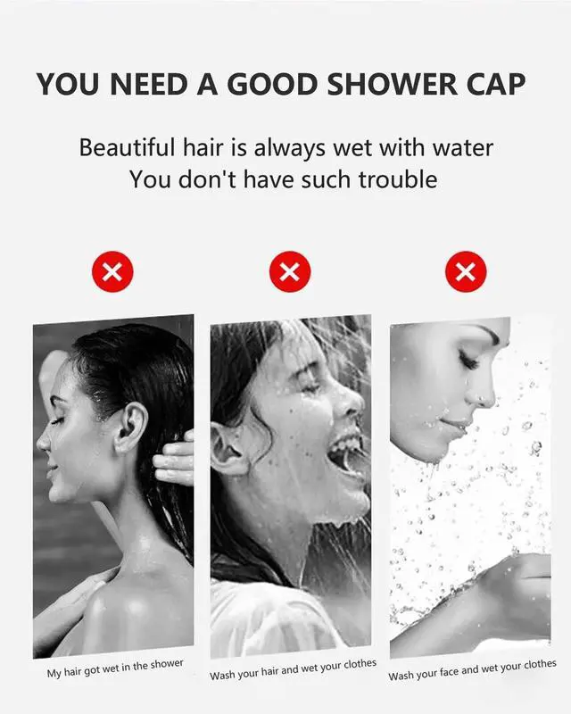 Alt view image 3 of 7 - Thick Large Disposable Shower Caps for Women, 30 Pack Clear | Disposable clear shower caps for women, large 20.5in stretch fit, waterproof, no wash, great for travel, spa, and home use