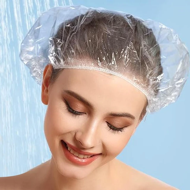 Main image of 70cm/27in Disposable Shower Caps for Long Thick Hair, EX-LARGE SIZE Unisex Plastic Hair Caps for Deep Conditioning Shower Cap Waterproof for Women Men 30pcs Thin Design
