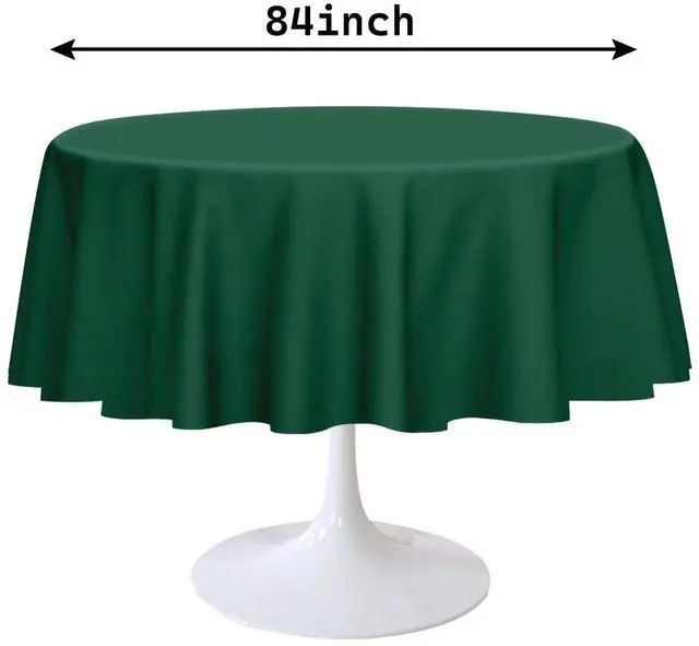 Alt view image 2 of 14 - 2 Pack Green Round Tablecloth 84 x 84 Inch Circle Plastic Table Cover Disposable Table Cloth for Baby Shower Wedding Birthday Party Picnic Round Green Tablecloth