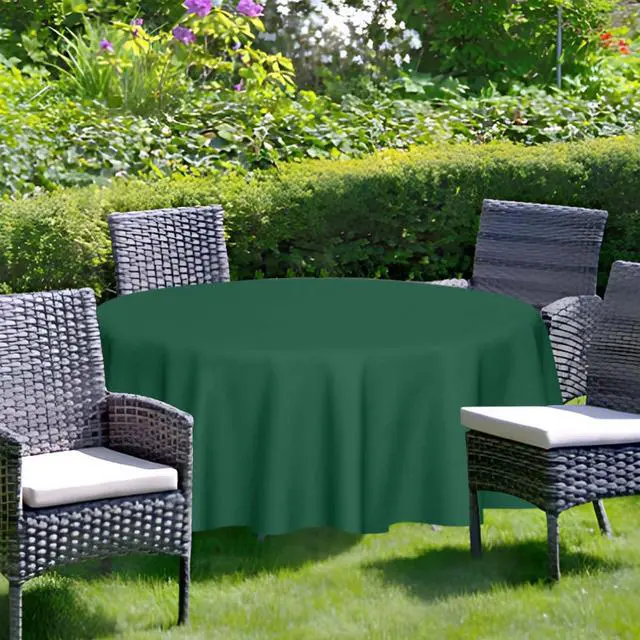 Alt view image 6 of 14 - 2 Pack Green Round Tablecloth 84 x 84 Inch Circle Plastic Table Cover Disposable Table Cloth for Baby Shower Wedding Birthday Party Picnic Round Green Tablecloth