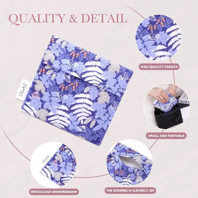 Alt view image 2 of 7 - Sanitary Napkin Storage Bag for Teen Aged Girls (Austere Blue) | For Panty Liners/Tampons/Menstrual Cup/Small Cosmetic Organizer,Soft Skin-friendly