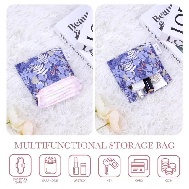 Alt view image 4 of 7 - Sanitary Napkin Storage Bag for Teen Aged Girls (Austere Blue) | For Panty Liners/Tampons/Menstrual Cup/Small Cosmetic Organizer,Soft Skin-friendly