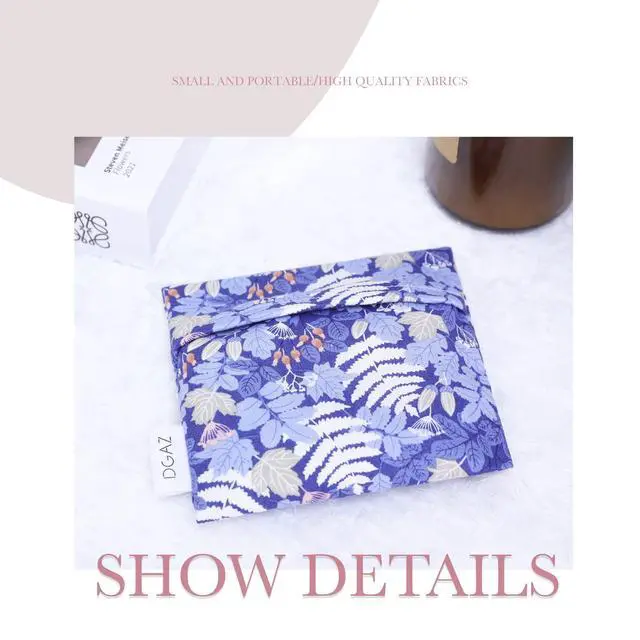 Alt view image 6 of 7 - Sanitary Napkin Storage Bag for Teen Aged Girls (Austere Blue) | For Panty Liners/Tampons/Menstrual Cup/Small Cosmetic Organizer,Soft Skin-friendly