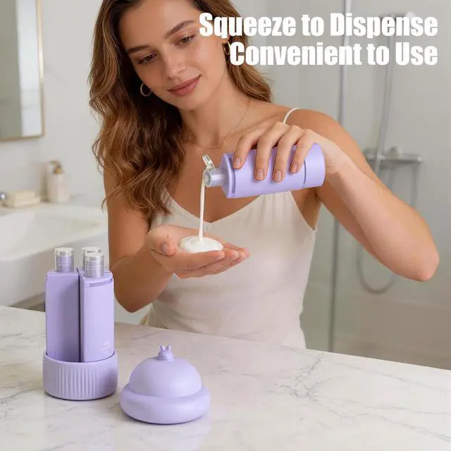 Alt view image 5 of 20 - 4 in 1 Travel Dispenser Bottle, 4 * 60ML/2oz TSA Approved Travel Size Toiletries, Leak Proof Refillable Travel Bottles for Shampoo Lotion Shower Gel, Perfect for Camping Gym