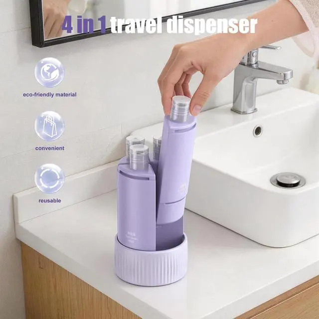 Alt view image 3 of 20 - 4 in 1 Travel Dispenser Bottle, 4 * 60ML/2oz TSA Approved Travel Size Toiletries, Leak Proof Refillable Travel Bottles for Shampoo Lotion Shower Gel, Perfect for Camping Gym