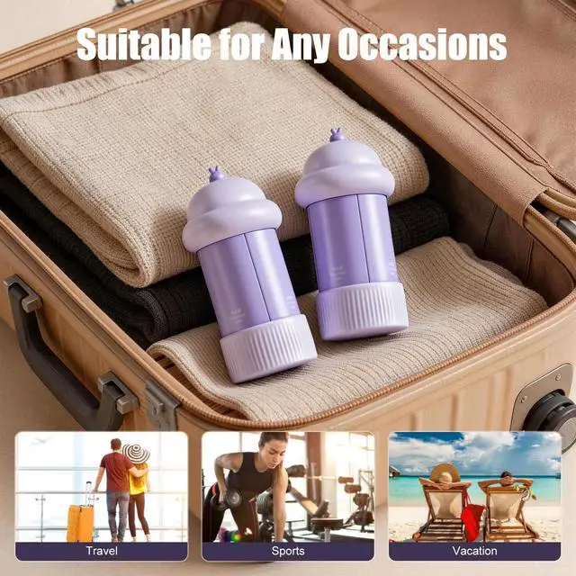 Alt view image 6 of 20 - 4 in 1 Travel Dispenser Bottle, 4 * 60ML/2oz TSA Approved Travel Size Toiletries, Leak Proof Refillable Travel Bottles for Shampoo Lotion Shower Gel, Perfect for Camping Gym