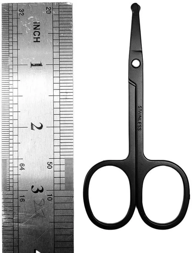 Alt view image 2 of 7 - Premium Nose Hair Scissors, Ear and Nose Hair Trimmer Clipper, Curved Safety Blades with Rounded Tip for Trimming (Black)