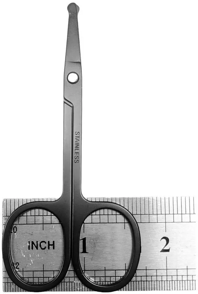 Alt view image 3 of 7 - Premium Nose Hair Scissors, Ear and Nose Hair Trimmer Clipper, Curved Safety Blades with Rounded Tip for Trimming (Black)