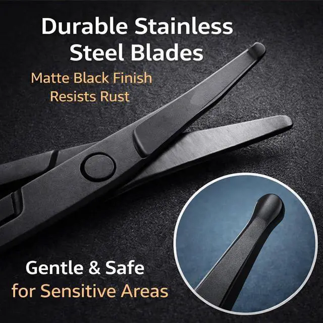Alt view image 6 of 7 - Premium Nose Hair Scissors, Ear and Nose Hair Trimmer Clipper, Curved Safety Blades with Rounded Tip for Trimming (Black)