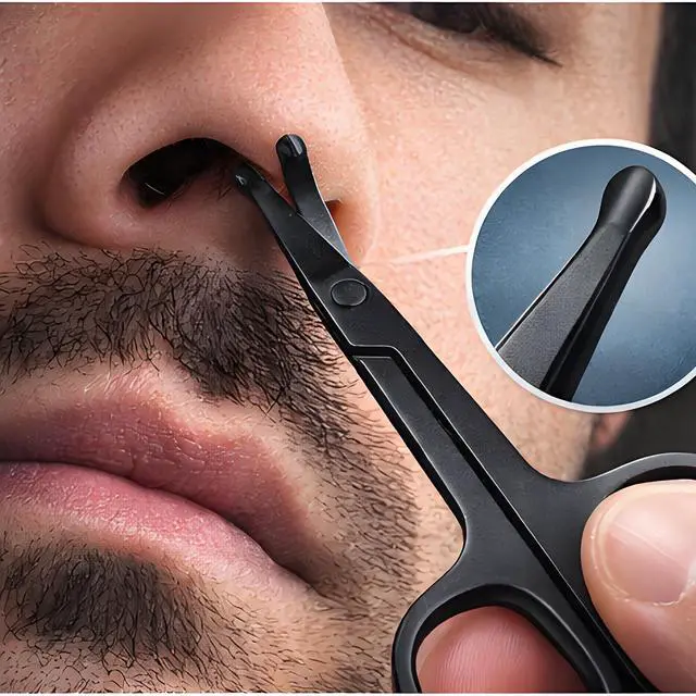 Alt view image 7 of 7 - Premium Nose Hair Scissors, Ear and Nose Hair Trimmer Clipper, Curved Safety Blades with Rounded Tip for Trimming (Black)