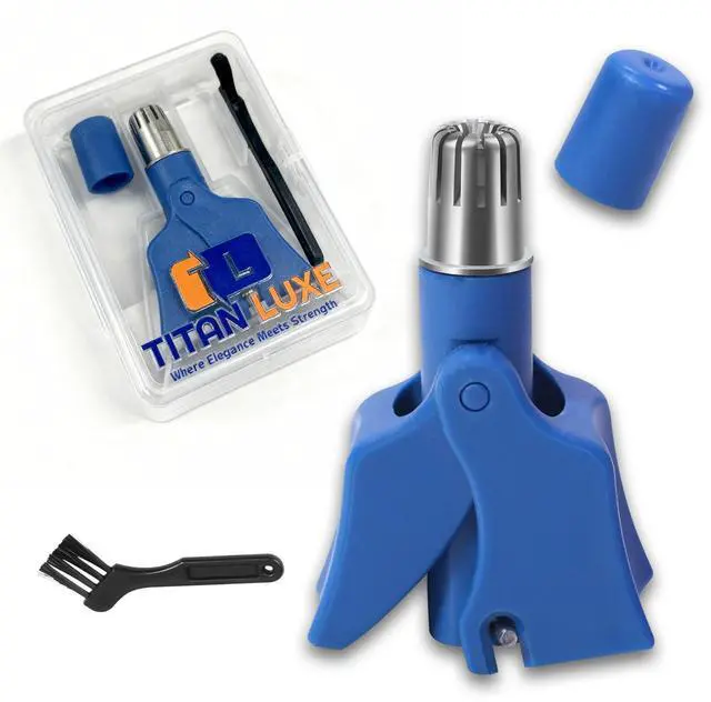 Main image of Stainless Steel Hair Trimmer for Men and Women | Manual Nose and Ear Hair Trimmer | Nose Clippers, 360° Rotating Hair Trimmers | Washable Nose Hair Remover | Blue