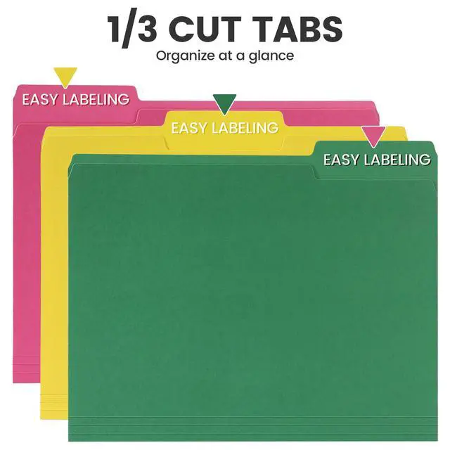 Alt view image 3 of 7 - Colored File Folders 8 Packs, Letter Size, 1/3 Cut Tab. Chromatic Manila Folders 8.5 x 11 for Documents, File Folders with Foldable Lines for Easy Storage, Carpetas para Documentos for Office, School