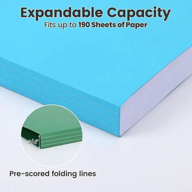 Alt view image 5 of 7 - Colored File Folders 8 Packs, Letter Size, 1/3 Cut Tab. Chromatic Manila Folders 8.5 x 11 for Documents, File Folders with Foldable Lines for Easy Storage, Carpetas para Documentos for Office, School