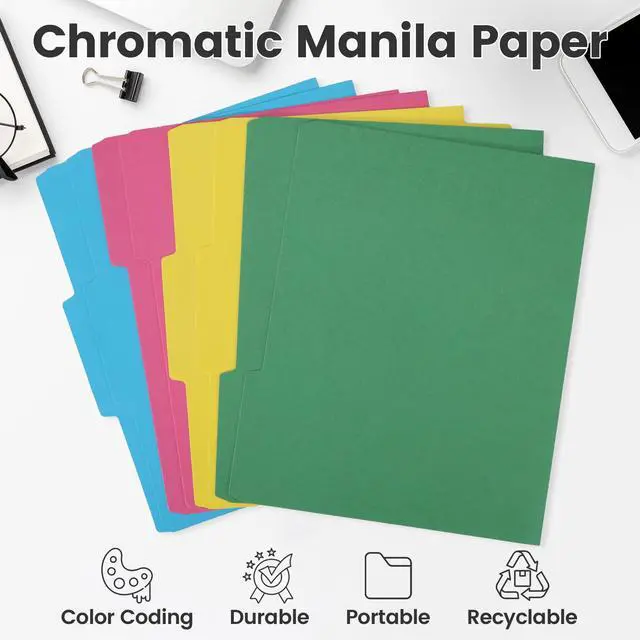 Alt view image 4 of 7 - Colored File Folders 8 Packs, Letter Size, 1/3 Cut Tab. Chromatic Manila Folders 8.5 x 11 for Documents, File Folders with Foldable Lines for Easy Storage, Carpetas para Documentos for Office, School