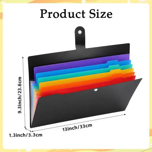 Alt view image 2 of 7 - Expanding File Organizer, Accordion File Folders with 7 Pockets, Portable Paper Bill Letter A4 Size Receipt Organizer, Document Folder with Colorful Blank Labels for Home Office School Supplies, Black