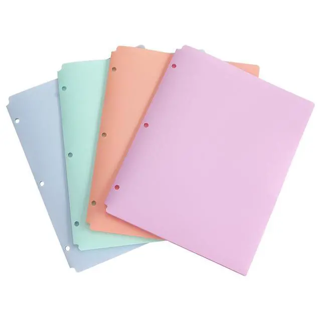 Alt view image 2 of 7 - Plastic Folders with Pockets, Letter Size Paper, Pastel Color, 4 PCS | Heavy Duty Two Pocket Folder 3 Ring Folders for Documents