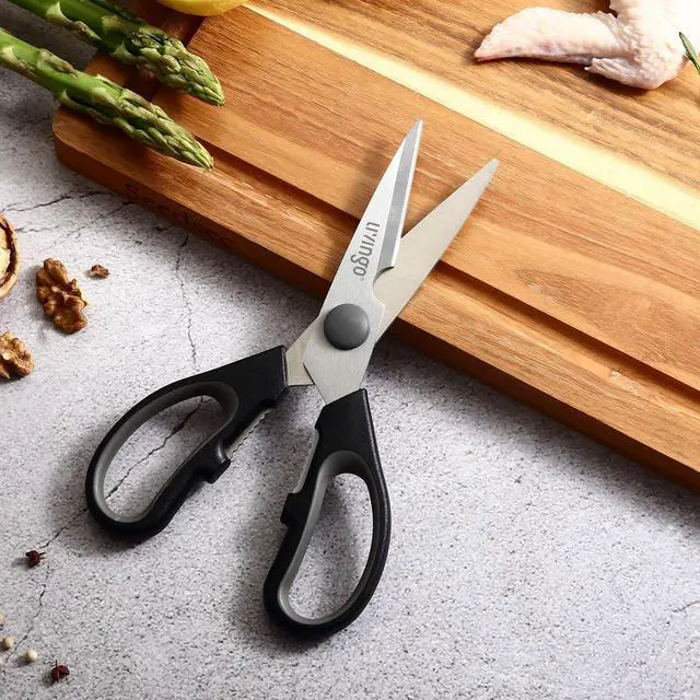 Alt view image 5 of 7 - 7.5 Inch Kitchen Scissors Heavy Duty Food Shears 2 Pack | Sharp All Purpose Stainless Steel Scissors with Nutcracker Grip for Cutting Small Bones, Vegetables and Everyday Cooking