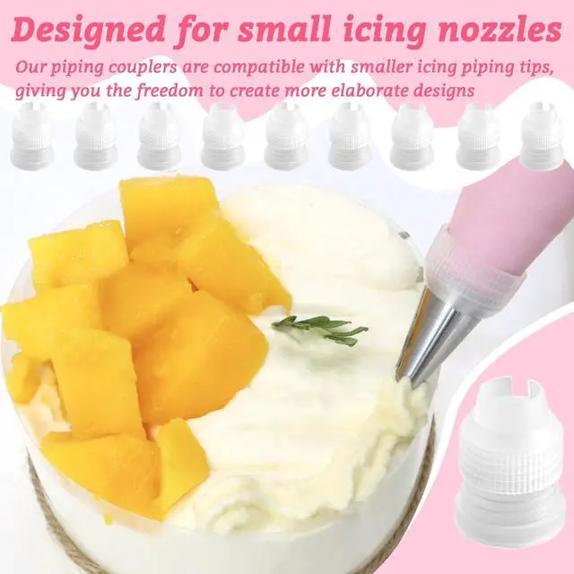Alt view image 5 of 7 - 10 Pack Piping Bag Couplers for Icing Nozzles, Small Couplers for Piping Bags, Transparent