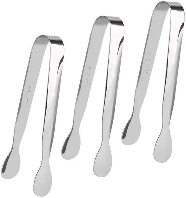 Main image of 3 Pack Mini Serving Tongs, 4.3 inch Stainless Steel Sugar Tongs, Tiny Ice Tongs for Coffee Bar, Tea Party and Desserts Party