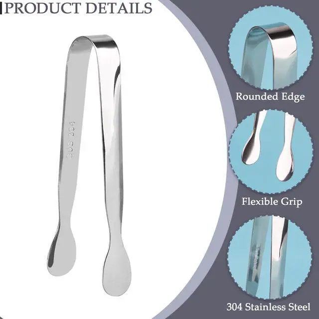 Alt view image 3 of 5 - 3 Pack Mini Serving Tongs, 4.3 inch Stainless Steel Sugar Tongs, Tiny Ice Tongs for Coffee Bar, Tea Party and Desserts Party