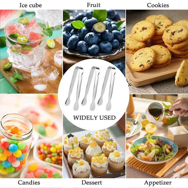 Alt view image 5 of 5 - 3 Pack Mini Serving Tongs, 4.3 inch Stainless Steel Sugar Tongs, Tiny Ice Tongs for Coffee Bar, Tea Party and Desserts Party