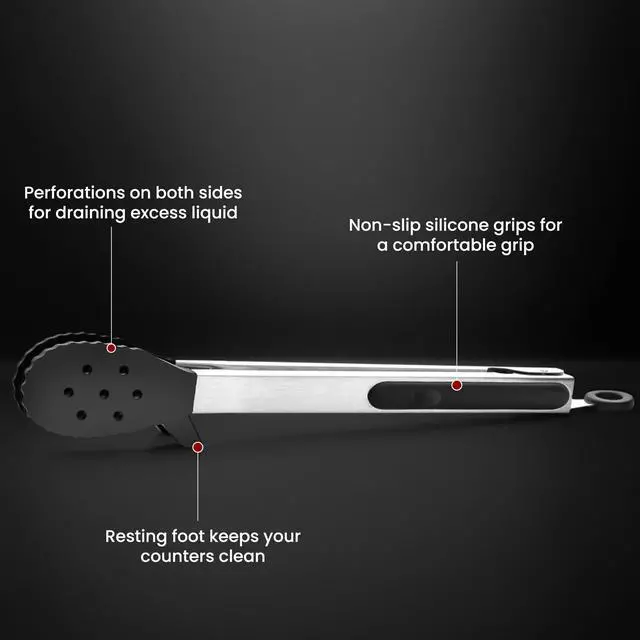 Alt view image 4 of 7 - 12" Kitchen Tongs for Cooking, 600ºF Heat Resistant Silicone Cooking Tongs | Pasta Tongs with Silicone Tip Spaghetti Tong Pasta Tong for Serving Food, Spaghetti, Pasta, BBQ, Salad (12"-Biscuit Head)