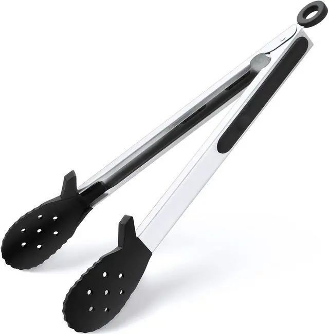 Main image of 12" Kitchen Tongs for Cooking, 600ºF Heat Resistant Silicone Cooking Tongs | Pasta Tongs with Silicone Tip Spaghetti Tong Pasta Tong for Serving Food, Spaghetti, Pasta, BBQ, Salad (12"-Biscuit Head)