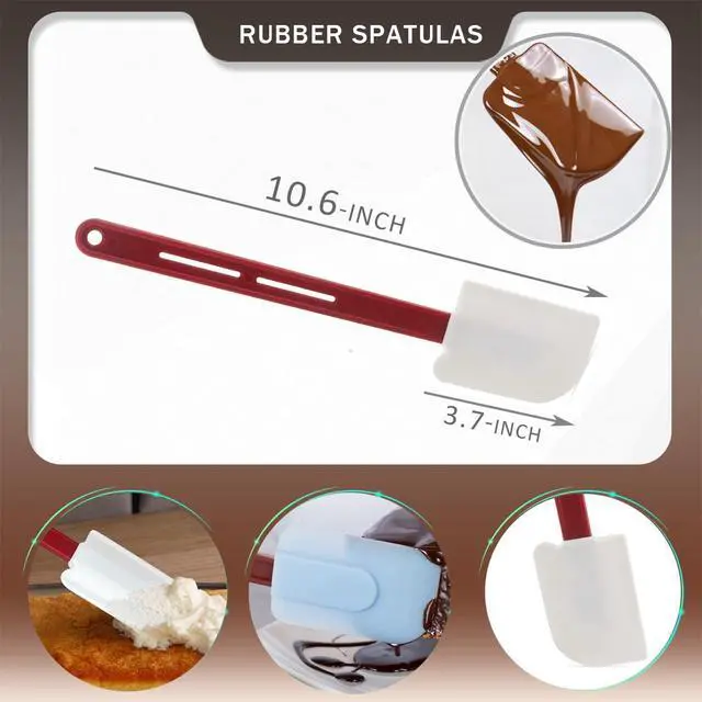 Alt view image 7 of 7 - Silicone Rubber Spatula for Baking, 10-Inch Commercial Grade Baking Spatula, Heat Resistant Butter Scraper for Nonstick Cookware