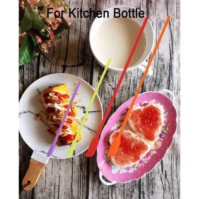 Alt view image 4 of 5 - Mini Silicone Spatula Set- Small Rubber Spatula for Makeup- Thin Jar Scraper for Kitchen(4 PACK) (Mix)