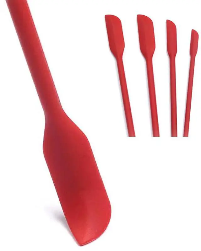 Alt view image 5 of 5 - Mini Silicone Spatula Set- Small Rubber Spatula for Makeup- Thin Jar Scraper for Kitchen(4 PACK) (Black)