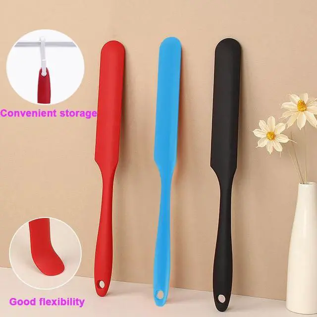 Alt view image 6 of 6 - Silicone Jar Spatula Set 3 Pcs, Sourdough Scraper, Long Handle Spatulas | Small Silicone Spatula, for Jars, Baking, Cake Icing, Cream, Butter, Batter, Food Grade, Heat Resistant, Dishwasher Safe